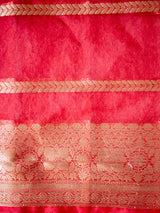 Banarasi organza Saree With Zari Weaving-Red