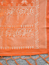 Banarasi Butidar Salwar Kameez Material With Contrast Jaal Dupatta-Grey