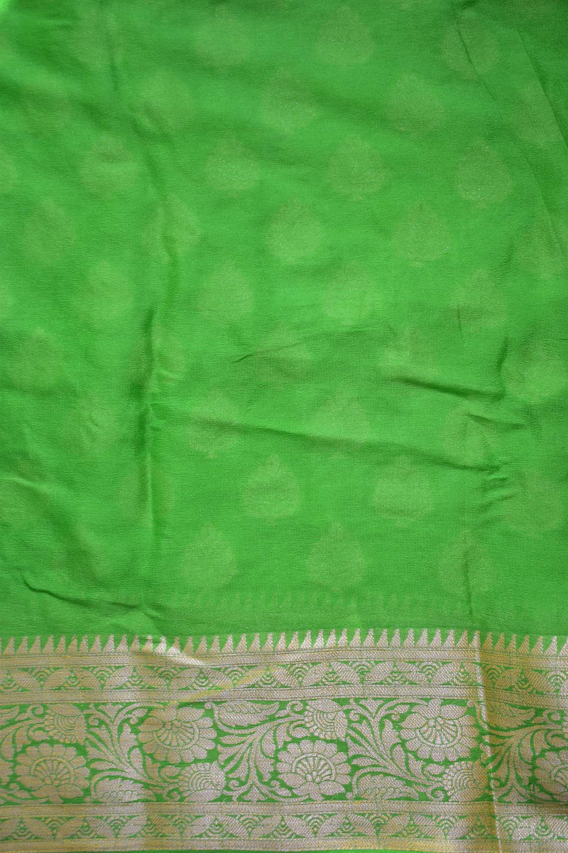 Banarasi Dual Shade Chiffon Saree Gold Zari Weaving-Green & Blue