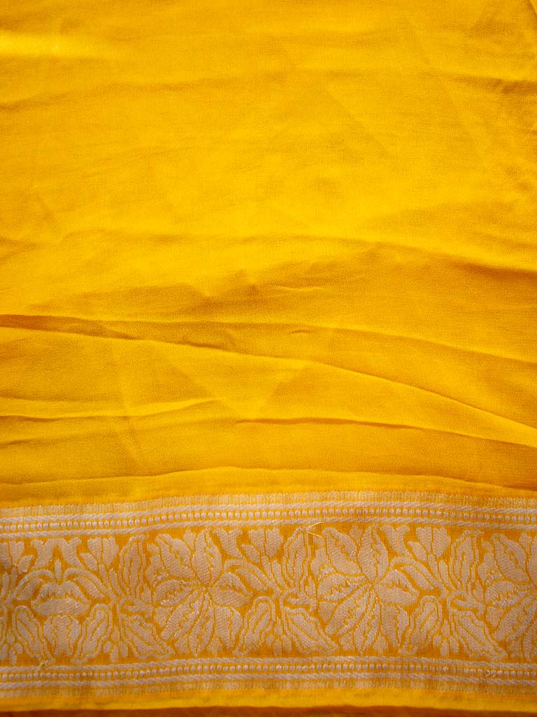 Banarasi Chiffon Saree Antique Zari & Resham Jaal Weaving-Yellow