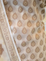 Banarasi Cotton Silk Salwar Kameez Fabric Resham Weaving & Dupatta-Ivory White