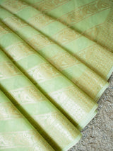 Banarasi Pure Cotton Saree Aada Zari Weaving-Green