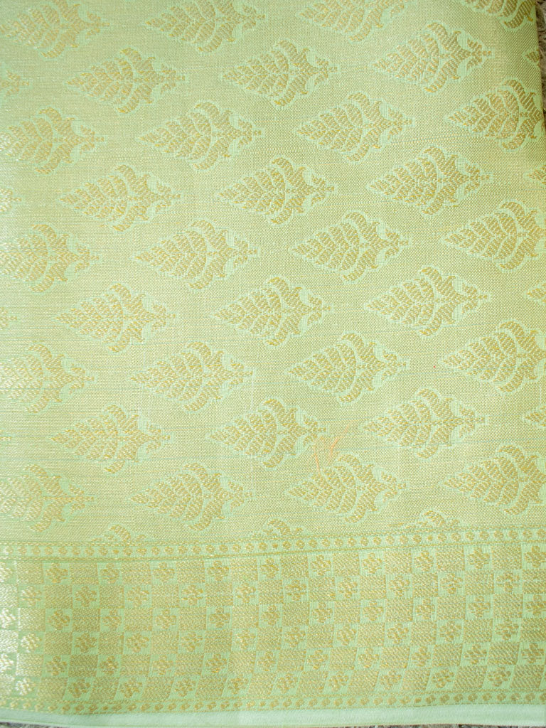 Banarasi Pure Cotton Saree Aada Zari Weaving-Green