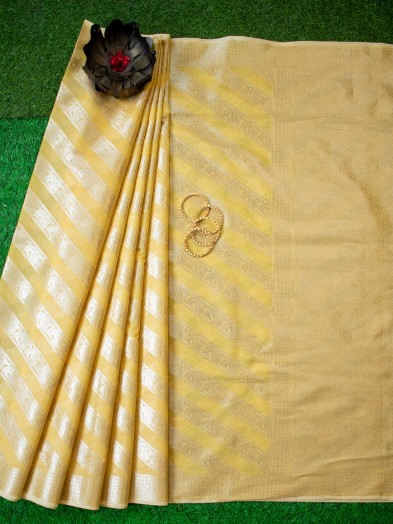 Banarasi Pure Cotton Saree Aada Zari Weaving-Yellow