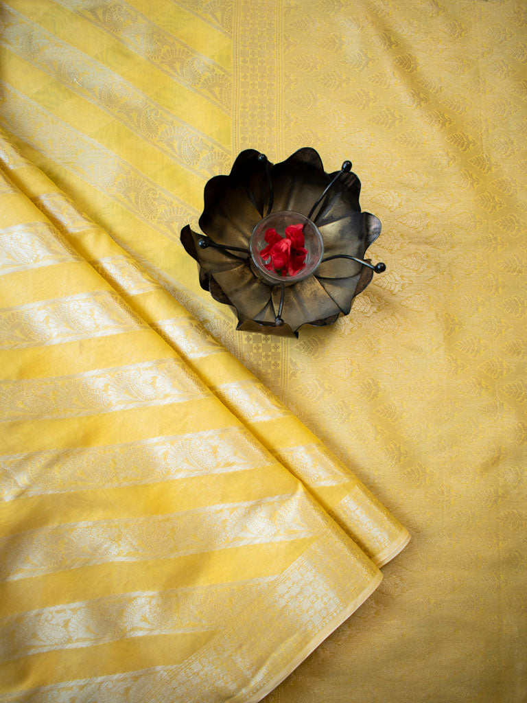 Banarasi Pure Cotton Saree Aada Zari Weaving-Yellow