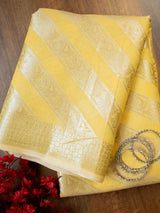 Banarasi Pure Cotton Saree Aada Zari Weaving-Yellow