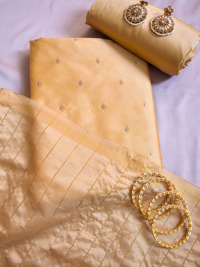Banarasi Butidar Salwar Kameez Material With Dupatta-Yellow