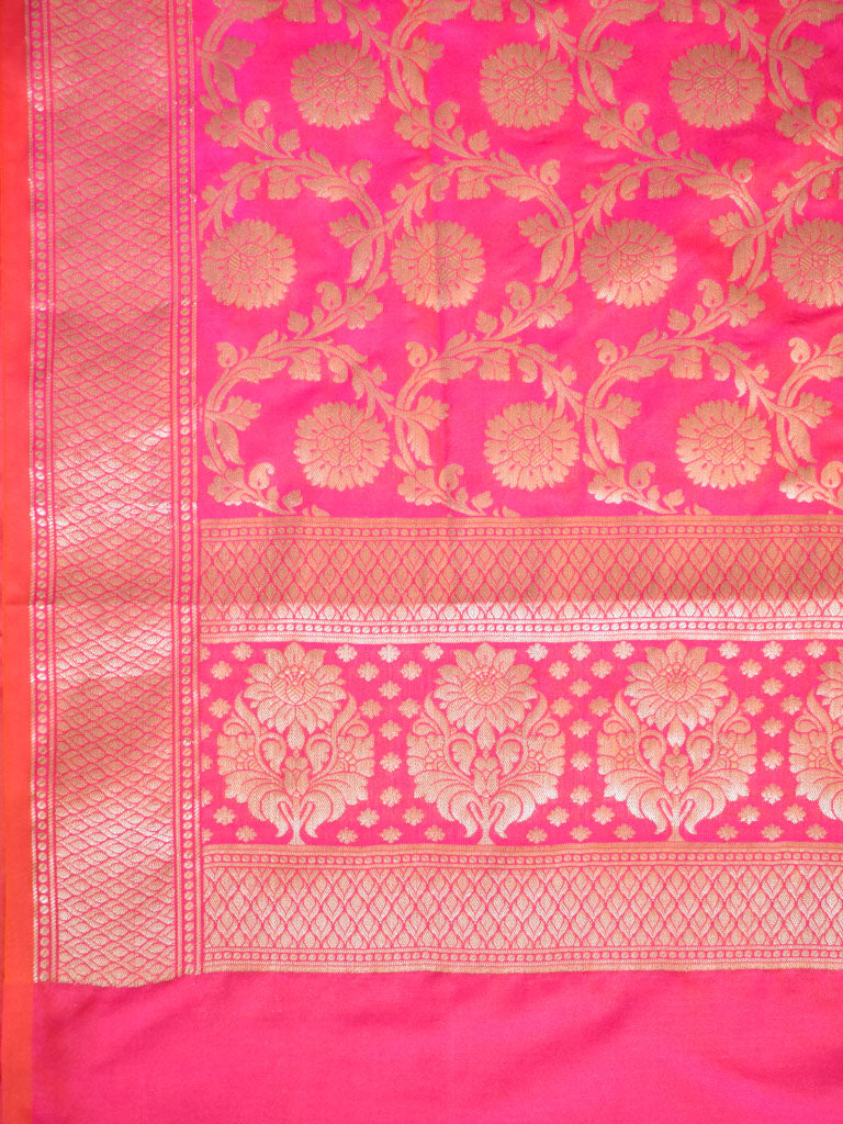 Banarasi Art Silk Floral Jaal Dupatta-Pink
