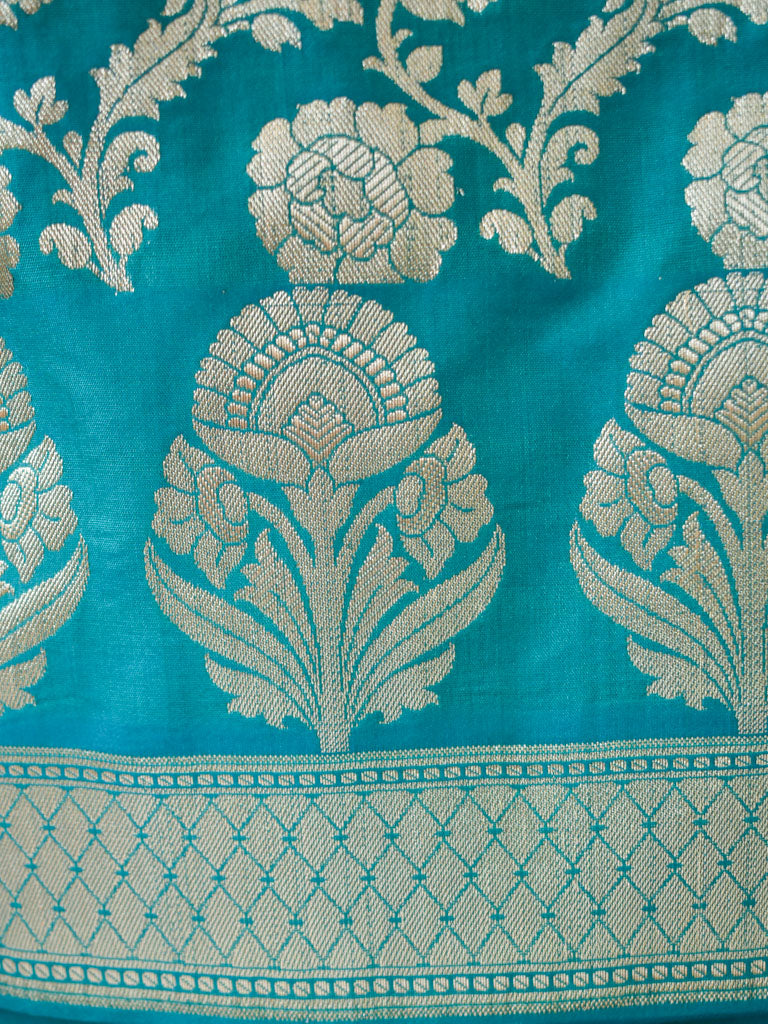 Banarasi Semi Silk Zari Weaving Salwar Kameez Material With Dupatta-Blue