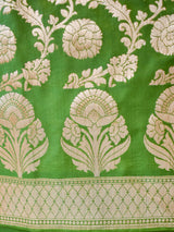 Banarasi Semi Silk Zari Weaving Salwar Kameez Material With Dupatta-Green