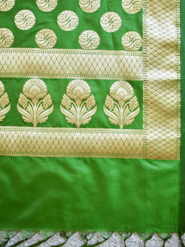 Banarasi Semi Silk Zari Weaving Salwar Kameez Material With Dupatta-Green