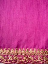 Chiffon Printed Saree With Gold Embroidered Border-Wine