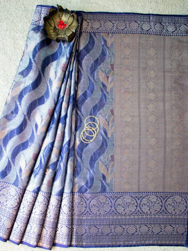 Banarasi Soft Tissue Saree With Zari Weaving-Blue