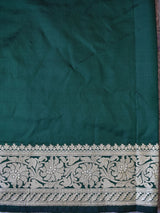 Banarasi Pure Katan Silk Saree With Zari Buti Weaving & Border-Green