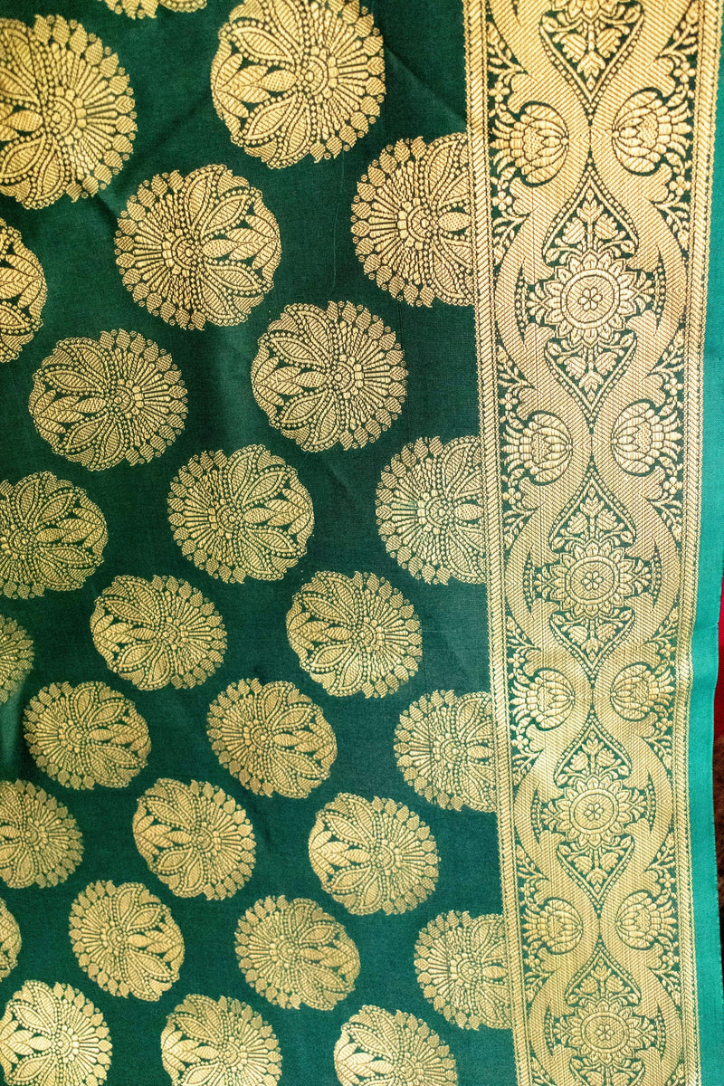 Banarasi Art Silk Buti Dupatta -Deep Green
