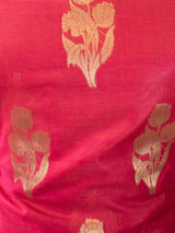 Banarasi Semi Silk Zari Weaving Salwar Kameez Material With Buti Dupatta-Red & Black
