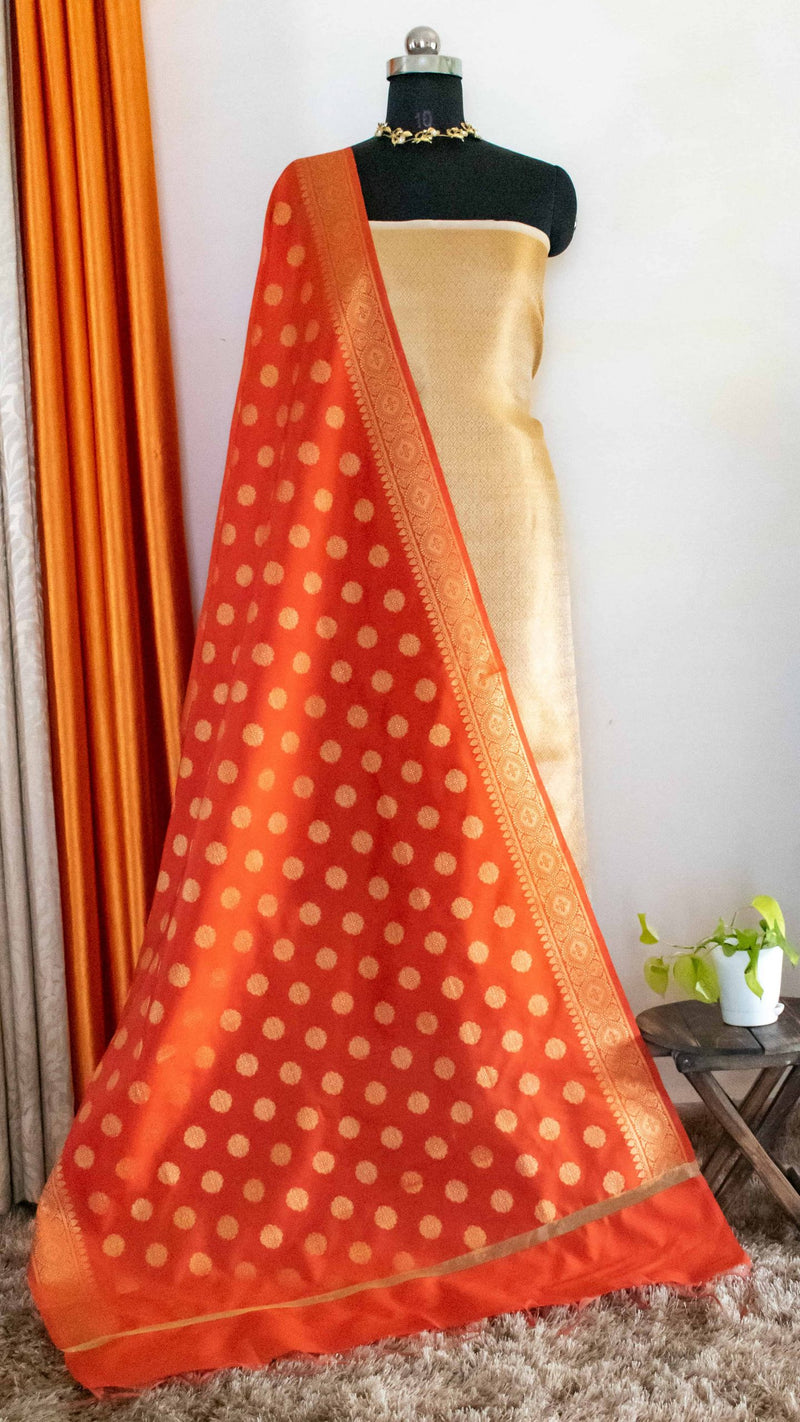 Banarasi Art Silk Buti Dupatta-Orange