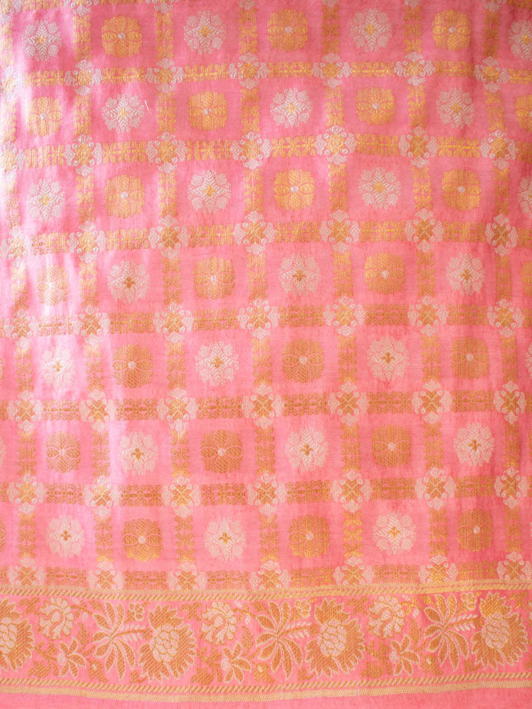 Banarasi Semi Silk Zari Weaving Salwar Kameez Material With Meenakari Dupatta-Pink