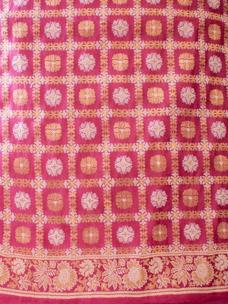 Banarasi Semi Silk Zari Weaving Salwar Kameez Material With Meenakari Dupatta-Deep Pink