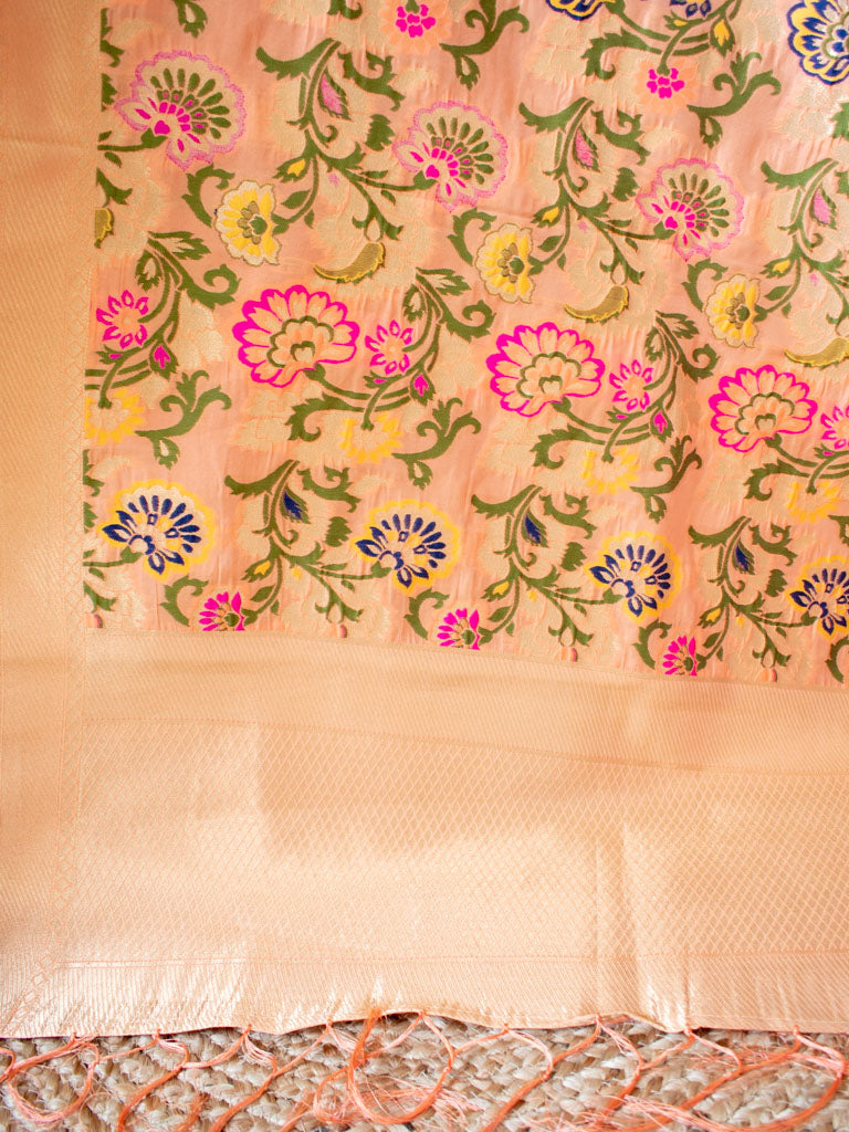 Banarasi Meenakari Salwar Kameez Material With Jaal Dupatta-Peach