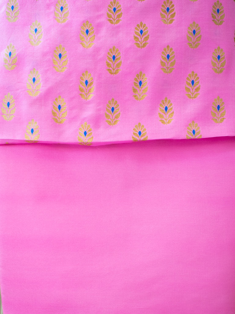 Banarasi Meenakari Salwar Kameez Material With Jaal Dupatta-Pink