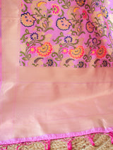 Banarasi Meenakari Salwar Kameez Material With Jaal Dupatta-Pink