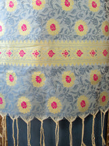 Banarasi Semi Silk Tanchoi Zari Weaving Salwar Kameez Material With Meenakari Dupatta-Grey