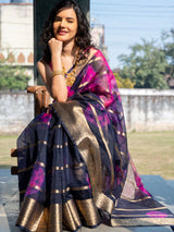 Banarasi Shibori Dyed Organza Saree With Zari Weaving