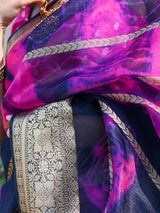 Banarasi Shibori Dyed Organza Saree With Zari Weaving