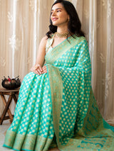 Banarasi Pure Georgette Saree With Resham Buta Weaving & Meena Border-Blue