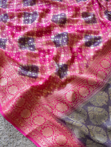 Banarasi Pure Georgette Saree With Handpaint & Resham Buta Weaving-Pink