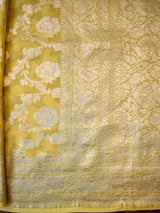 Banarasi Pure Khaddi Georgette Saree With Jaal Zari Weaving-Yellow