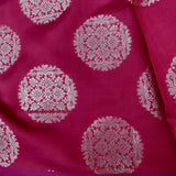 Banarasi Semi Silk Saree With Round Buta Weaving-Red