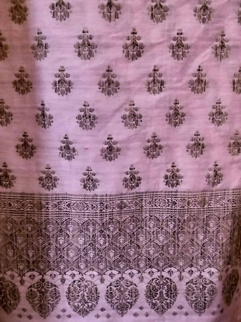 Banarasi Salwar Kameez Soft Cotton Resham Buti Fabric -Green & Pink